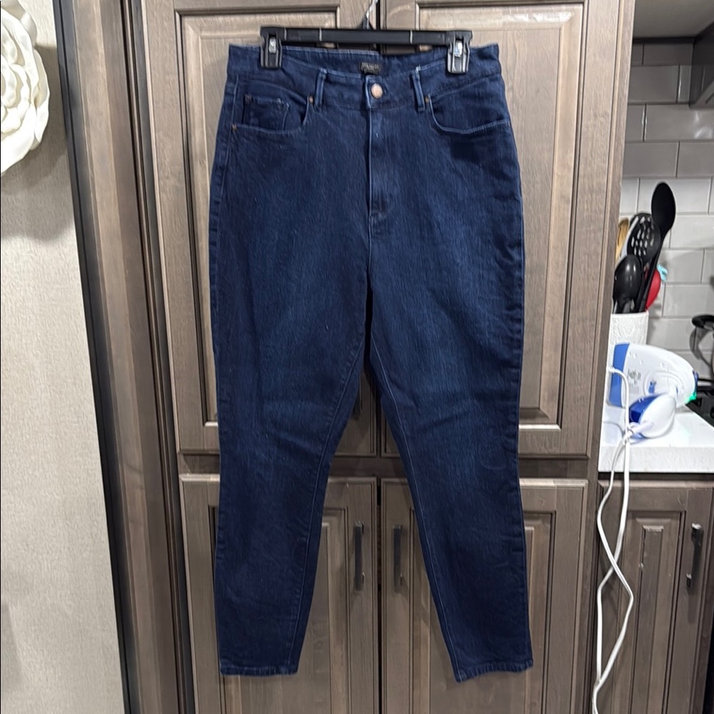 Ann Taylor, women’s high rise, stretch jeans, size 12, dark blue, GUC